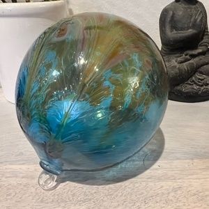 Handblown glass globe $30 - blue, amber, clear  (5")